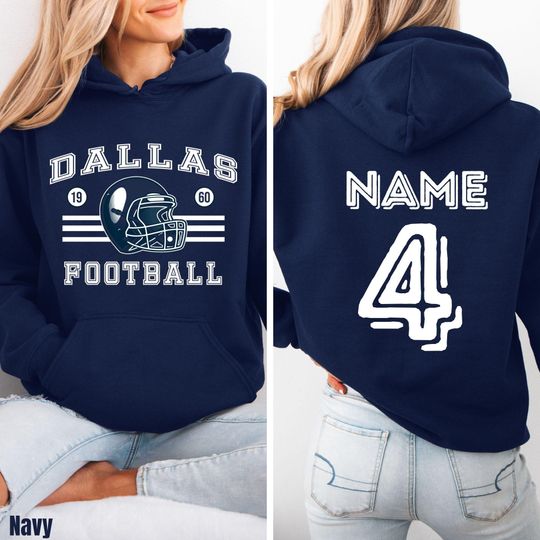 Discover Custom Dallas Football Shirt, Sweatshirt & Hoodie  Cowboy Personalized Name and Number  Game Day Outfit for Football Fan  Gameday Apparel