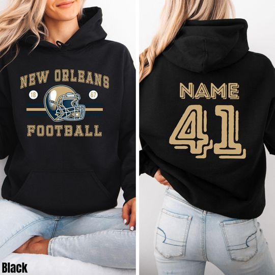 Discover Custom New Orleans Football Shirt, Sweatshirt&Hoodie, Saints Personalized Name and Number, Game Day Outfit for Football Fan, Gameday Apparel
