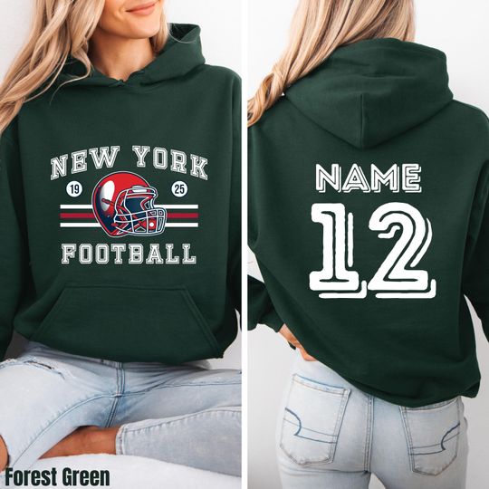 Custom New York Football Shirt, Sweatshirt & Hoodie  Jets Personalized Name and Number  Game Day Outfit for Football Fan  Gameday Apparel