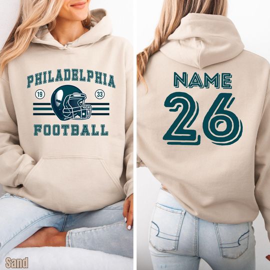Custom Philadelphia Football Shirt, Sweatshirt & Hoodie  Personalized Name and Number  Game Day Outfit for Football Fan  Gameday Apparel