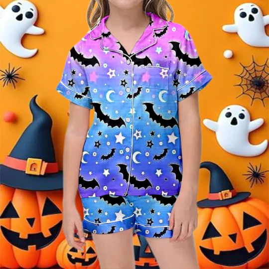Girls Halloween Outfits Cute Fashion Short Sleeve Shorts Pajama Set For Toddler
