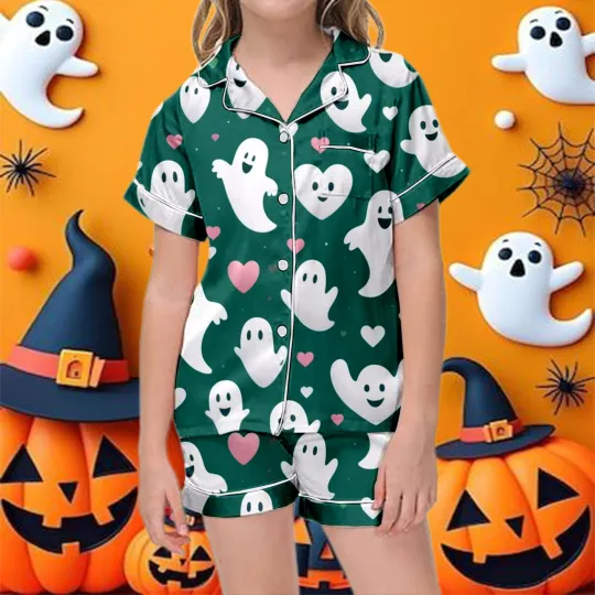 Girls Halloween Outfits Cute Fashion Short Sleeve Shorts Pajama Set For Toddler
