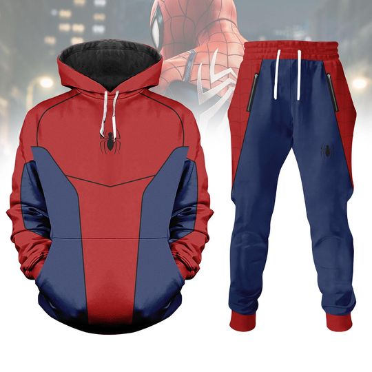 Discover Spider-Man Hoodie and Joggers Set for Men, Spiderman Cosplay Costume