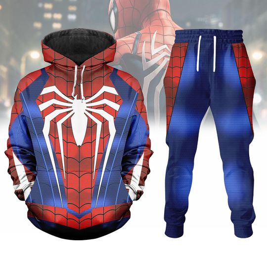 Discover Spider-Man Costume Hoodie and Jogger Set for Men, Spiderman Halloween Cosplay