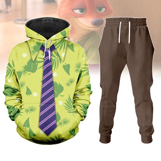 Discover Halloween Nick Wilde Hoodie Joggers Set, Disney Zootopia Cosplay Costume for Men