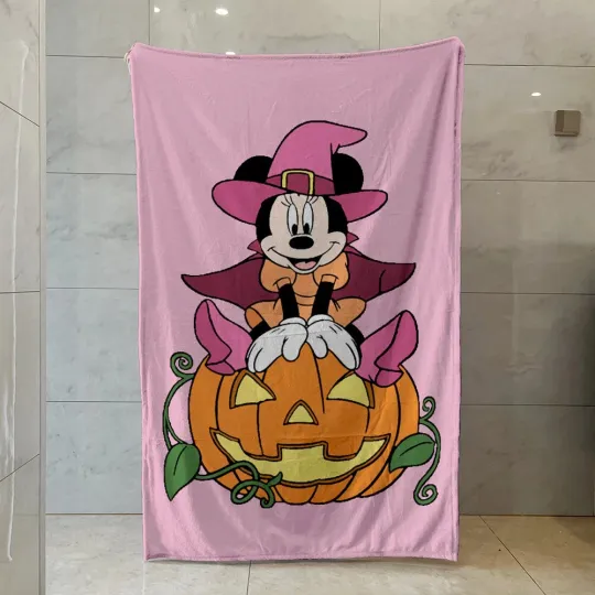 Disney Halloween Blanket, Mickey Pumpkins Fleece Blanket