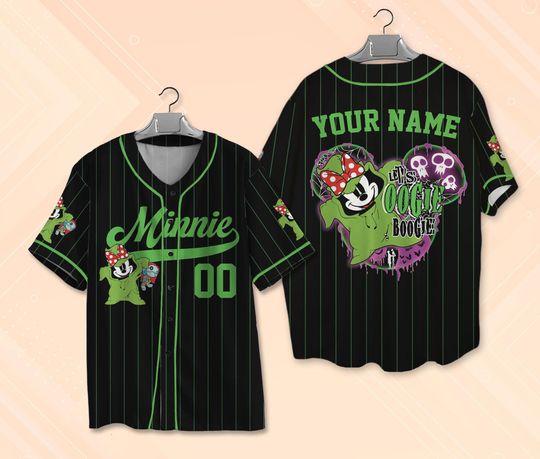 Personalized Disney Oogie Boogie Minnie Halloween Baseball Jersey, Oogie Boogie Jersey