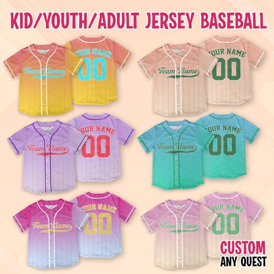 Discover Custom Coquette Gradient Baseball Jersey, Personalized Team Name & Number Jersey, Matching Team Baseball Jersey, Gradient Baseball Uniform