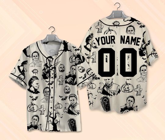 Discover Custom Halloween Michael Horror Baseball Jersey, Halloween Baseball Jersey, Halloween Movie Jersey Shirt, Horror Characters Baseball Jersey