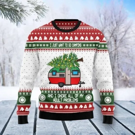 Discover Camping Christmas Ugly Christmas Sweater Camping Happy Holiday Xmas Sweater Gift