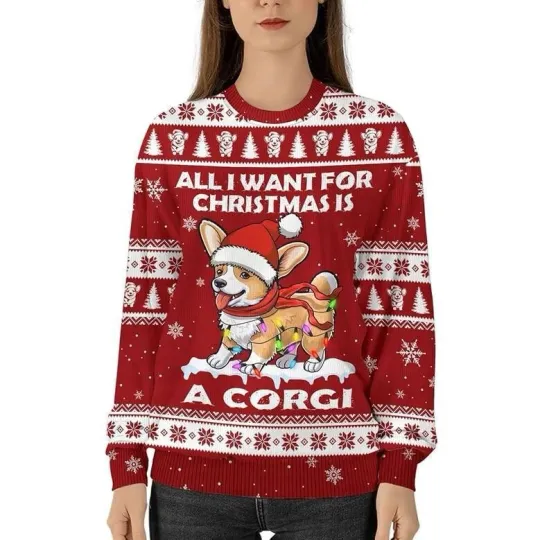 Discover Happy Corgi Funny Movie Character Ugly Christmas Sweater Happy Holiday Gift