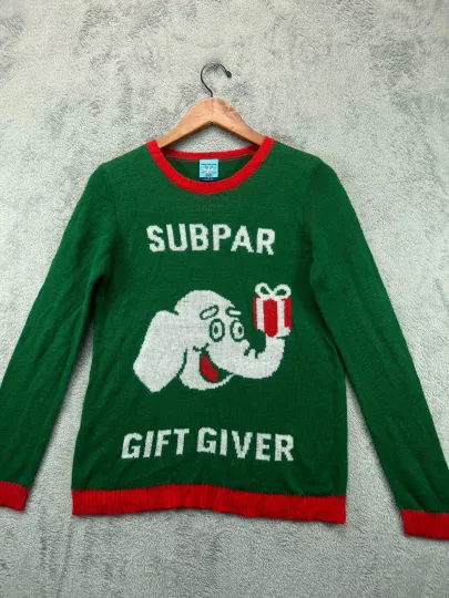 Discover Norther Pole Christmas Ugly Sweater Subpar Gift Top Womens Small Green Elephant