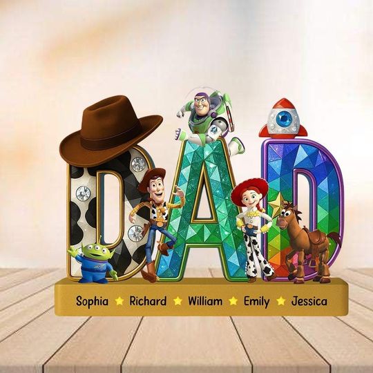 Personalized Dad Toy Story Acrylic Plaque, Disney Toy  Story Friends Shaped Plaque, Custom Kids Name Plaque, Funny Gift For Father's Da