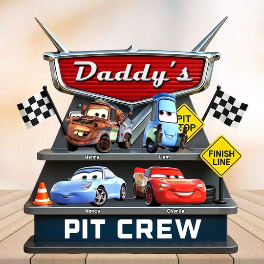 Discover Custom Daddy's Pit Crew Plaque For Father's Day, Lightning McQueen Acrylic Plaque, Disney Racing Cars Plaque, Funny 2025 Gifts For Dad