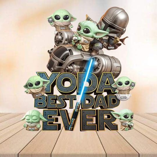 Discover Personalized Best Dad Gift For Fathers Day, Custom Dadalorian Baby Yoda Acrylic Plaque, Disney Star Wars Shaped Plaque, Funny Dad Ideas