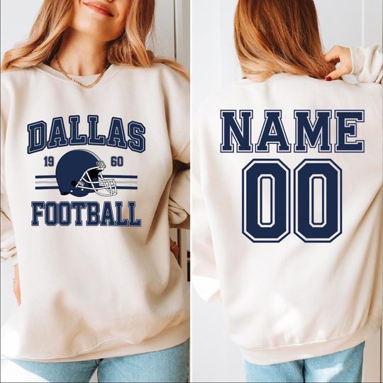 Custom Dallas Football Game Day Sweatshirt, Dallas Football Fan Hoodie, Dallas Football Season Personalized Name Number Sweater, BP