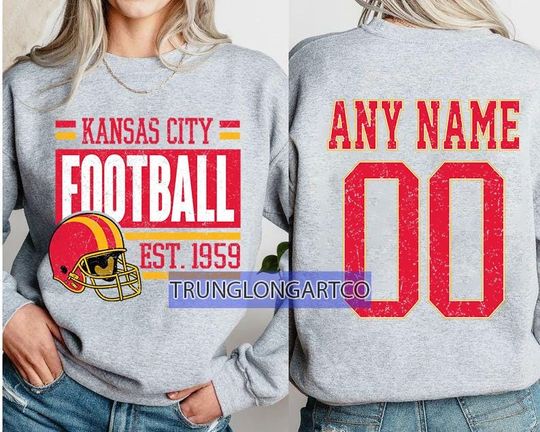 Discover Personalized Kansas City Football Sweatshirt, Kansas City football crewneck, Kansas City football shirt, Custom Football Player,football Tee