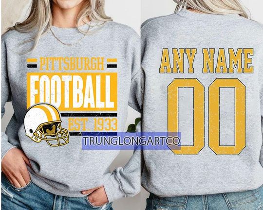 Discover Personalized Pittsburgh Football Sweatshirt, Pittsburgh football crewneck, Pittsburgh football shirt, Custom Football Player, football Tee