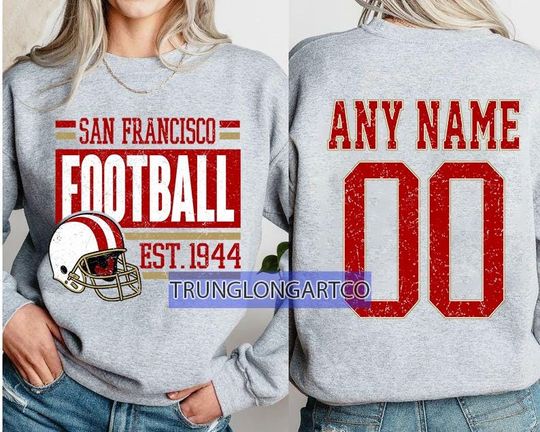 Personalized San Francisco Football Sweatshirt, San Francisco crewneck, San Francisco football shirt, Custom Football Player,football Tee