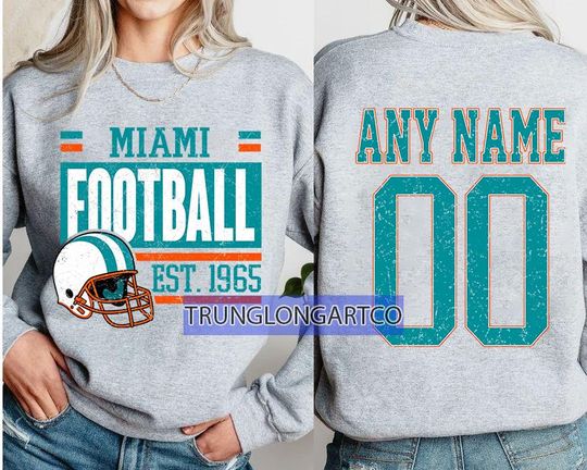 Personalized Miami  Football Sweatshirt,Miami  football crewneck, Miami  football shirt, Custom Football Player,  football Tee