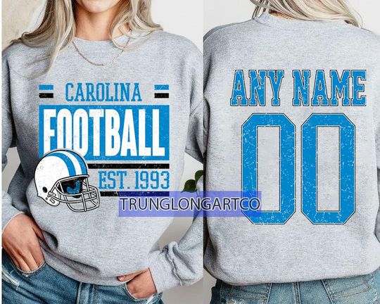 Personalized Carolina Football Sweatshirt, Carolina football crewneck, Carolina football shirt, Custom Football Player,  football Tee