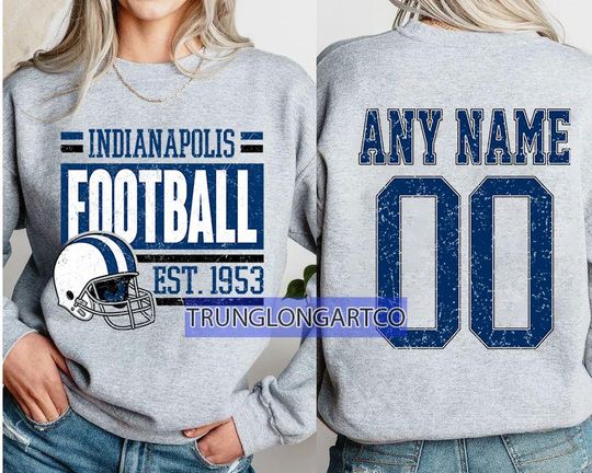 Personalized Indianapolis Football Sweatshirt, Indianapolis football crewneck, Indianapolis shirt, Custom Football Player,  football Tee