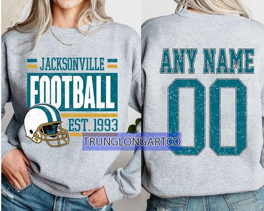Discover Personalized Jacksonville Football Sweatshirt, Jacksonville football crewneck, Jacksonville shirt, Custom Football Player,  football Tee