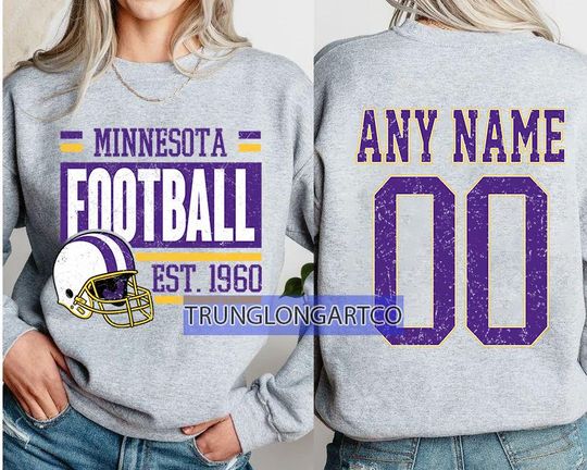 Personalized Minnesota Football Sweatshirt,Minnesota football crewneck, Minnesota football shirt, Custom Football Player,  football Tee