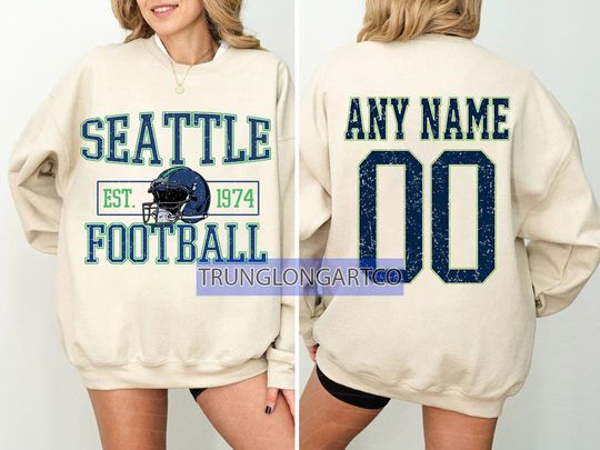 Discover Personalized Seattle  Football Sweatshirt, Seattle  football crewneck, Seattle  football shirt, Custom Football Player, football Tee