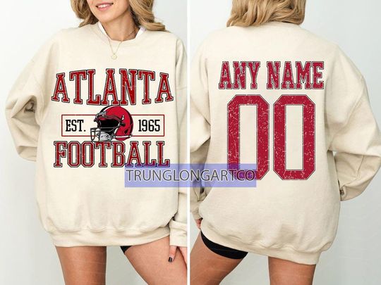 Discover Personalized Atlanta Football Sweatshirt, Atlanta football crewneck, Atlanta football shirt, Custom Football Player,  football Tee