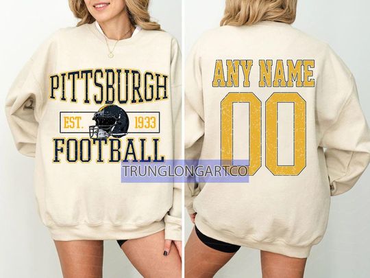Discover Personalized Pittsburgh Football Sweatshirt, Pittsburgh football crewneck, Pittsburgh football shirt, Custom Football Player, football Tee