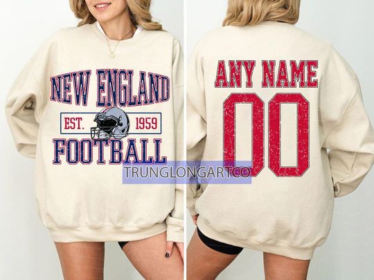 Discover Personalized New England Football Sweatshirt,New England football crewneck, New England football shirt, Custom Football Player, football Tee