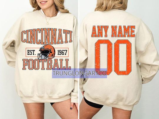 Discover Personalized Cincinnati Football Sweatshirt, Cincinnati football crewneck, Cincinnati football shirt, Custom Football Player,  football Tee