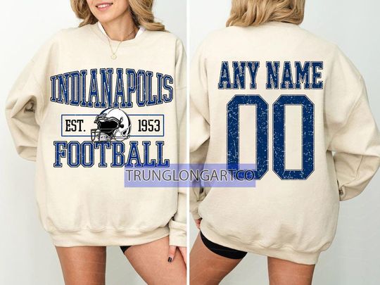Discover Personalized Indianapolis Football Sweatshirt, Indianapolis football crewneck, Indianapolis shirt, Custom Football Player,  football Tee