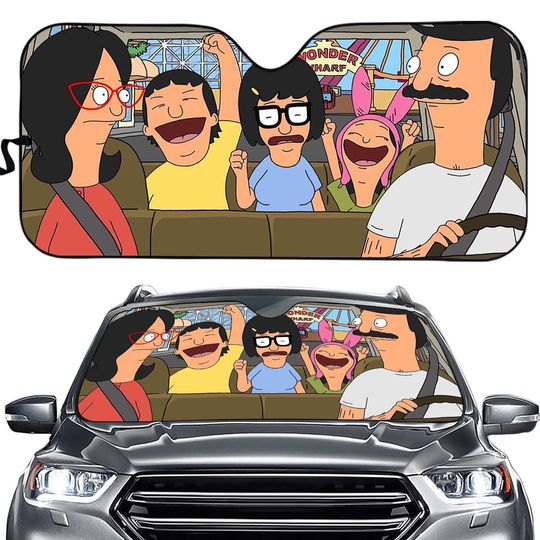 Bob's Burgers Car Sunshade, Bob's Burgers Auto Sunshade, Belcher Family Car Decoration, Car Sun Protector, Gift For Men
