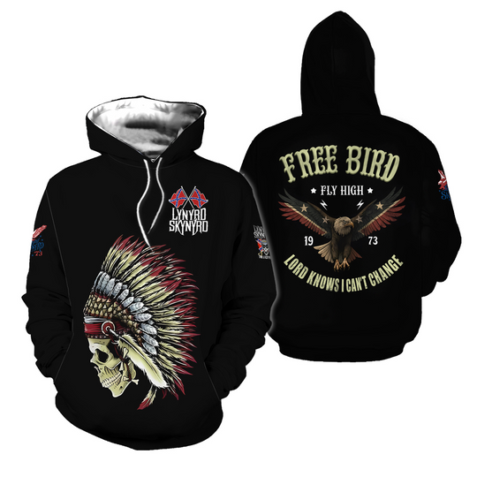 Lynyrd Skynyrd Free Bird Skull Native Rock Band Music All Over Print Hoodie 3D