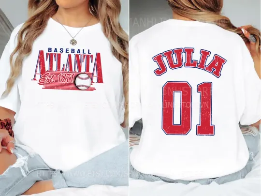 Personalized Atlanta Baseball T-Shirts, Gifts for Baseball Fans