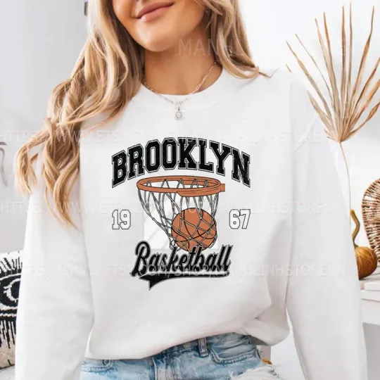 Vintage Brooklyn Sweatshirt, Gifts for Basketball Fans