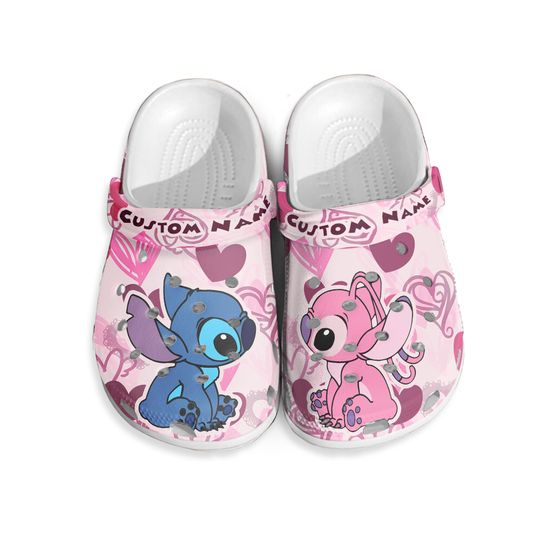 Personalized Stitch And Angel Clogs, Stitch And Angel Sandal, Stitch Clogs, Summer Slippers, Adults Clogs, Lilo and Stitch Kids Clogs