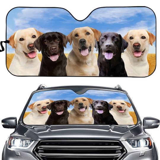 Labrador Retriever Car Sunshade, Funny Dog Windshield Cover, Pet Lover Lab Car Accessory, Halloween Gift for Dog Lover, Dog Lover Gift
