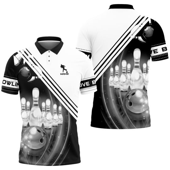 Personalized Name Bowling Ball 3D Polo Shirt, Men's Polo Shirt