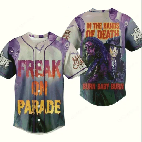 Rob Zombie Alice Cooper Freak Show Horror Baseball Jersey Tour