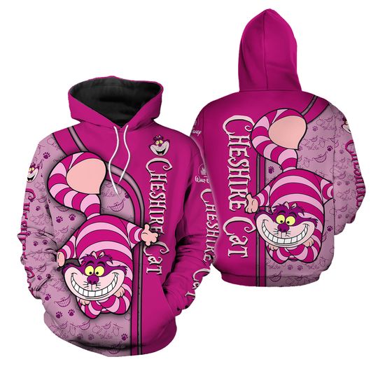 Disney Cheshire Cat Hoodie 3D, Cheshire Cat Zip Hoodie, Alice In Wonderland Shirt