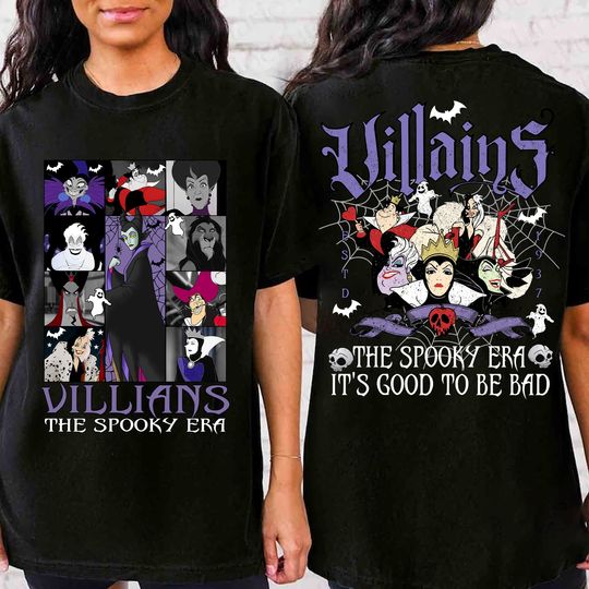 Two-sided Disney Villians Spooky Era Shirt, Oogie Boogie Bash 2024 shirt, Disneyland Halloween Party, Disney Villains Halloween Shirts