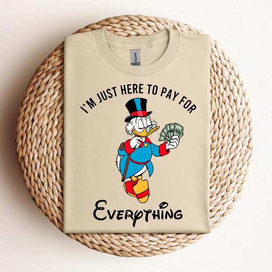 Discover Retro I'm Just Here to Pay for Everything T-shirt, Disney DuckTales Scrooge McDuck Father's Day Tee, Disneyland Trip Shirt