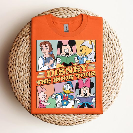 Discover Retro Disney The Book Tour T-Shirt, Mickey & Friends Tee, Belle's Book Shop Tee, WDW Magic Kingdom Disneyland Matching Shirt