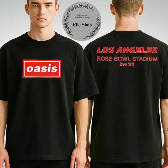 Discover Oasis Live 25 Tour Venues Tee For Rose Bowl Stadium In Los Angeles T Shirt