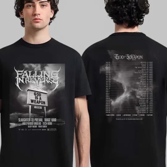 Discover Falling In Reverse God Is A Weapon Tour 2025 US And Canada Dates T-Shirt