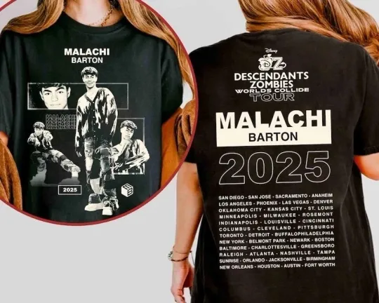 Discover Disney Malachi Barton T-Shirt, Descendants Zombies Worlds Collide Tour Fan Tee