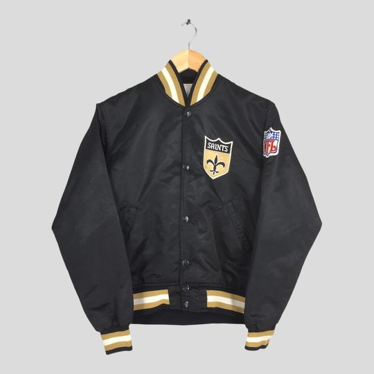 Vintage Starter New Orleans Saints football Black Satin Varsity Jacket Small American Football New Orleans Saints Bomber Button Jacket